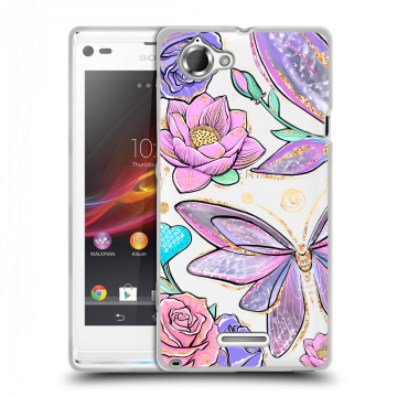 Силиконовый чехол на Sony Xperia L с принтом Бабочки и цветы Силиконовый чехол на Sony Xperia L с принтом Бабочки и цветы