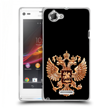 Силиконовый чехол на Sony Xperia L с принтом Герб России золотой Силиконовый чехол на Sony Xperia L с принтом Герб России золотой