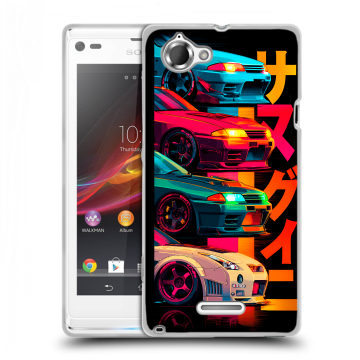 Силиконовый чехол на Sony Xperia L с принтом Гоночные машины Силиконовый чехол на Sony Xperia L с принтом Гоночные машины