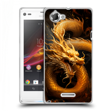 Силиконовый чехол на Sony Xperia L с принтом Золотой дракон Силиконовый чехол на Sony Xperia L с принтом Золотой дракон