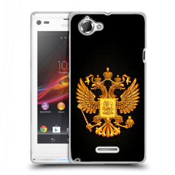 Силиконовый чехол на Sony Xperia L с принтом Герб России желтый Силиконовый чехол на Sony Xperia L с принтом Герб России желтый