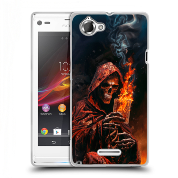 Силиконовый чехол на Sony Xperia L с принтом Скелет и карты Силиконовый чехол на Sony Xperia L с принтом Скелет и карты