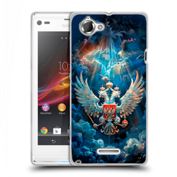 Силиконовый чехол на Sony Xperia L с принтом Герб флаг России Силиконовый чехол на Sony Xperia L с принтом Герб флаг России