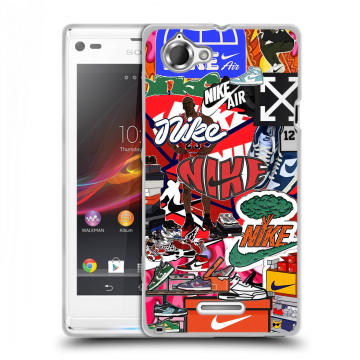Силиконовый чехол на Sony Xperia L с принтом Найк Nike яркий Силиконовый чехол на Sony Xperia L с принтом Найк Nike яркий