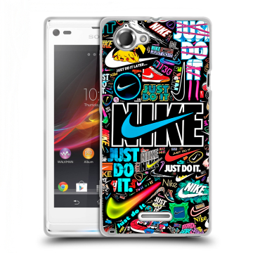Силиконовый чехол на Sony Xperia L с принтом найк nike черный Силиконовый чехол на Sony Xperia L с принтом найк nike черный