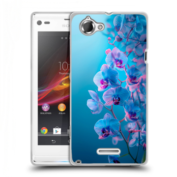 Силиконовый чехол на Sony Xperia L с принтом голубые орхидеи Силиконовый чехол на Sony Xperia L с принтом голубые орхидеи