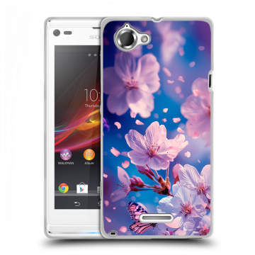 Силиконовый чехол на Sony Xperia L с принтом цветы бабочки Силиконовый чехол на Sony Xperia L с принтом цветы бабочки