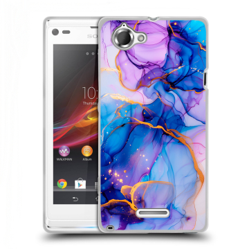 Силиконовый чехол на Sony Xperia L с принтом синий мрамор Силиконовый чехол на Sony Xperia L с принтом синий мрамор