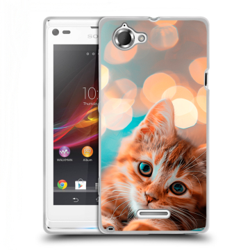 Силиконовый чехол на Sony Xperia L с принтом котик Силиконовый чехол на Sony Xperia L с принтом котик