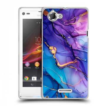 Силиконовый чехол на Sony Xperia L с принтом синий мрамор Силиконовый чехол на Sony Xperia L с принтом синий мрамор