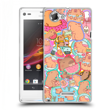 Силиконовый чехол на Sony Xperia L с принтом капибары Силиконовый чехол на Sony Xperia L с принтом капибары