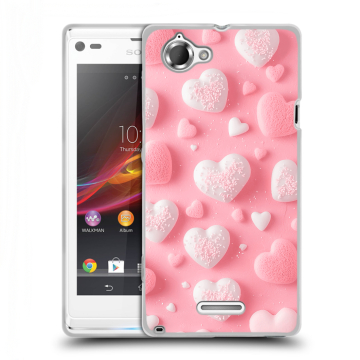 Силиконовый чехол на Sony Xperia L с принтом Сердечки Силиконовый чехол на Sony Xperia L с принтом Сердечки