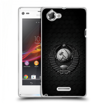Силиконовый чехол на Sony Xperia L с принтом Герб Флаг СССР