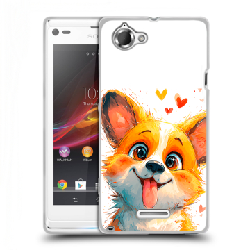 Силиконовый чехол на Sony Xperia L с принтом корги Силиконовый чехол на Sony Xperia L с принтом корги