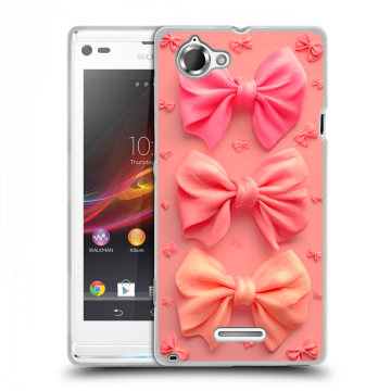 Силиконовый чехол на Sony Xperia L с принтом Розовые бантики Силиконовый чехол на Sony Xperia L с принтом Розовые бантики