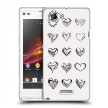 Силиконовый чехол на Sony Xperia L с принтом Y2K сердечки Силиконовый чехол на Sony Xperia L с принтом Y2K сердечки