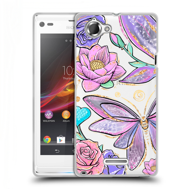 Силиконовый чехол на Sony Xperia L с принтом Бабочки и цветы Силиконовый чехол на Sony Xperia L с принтом Бабочки и цветы