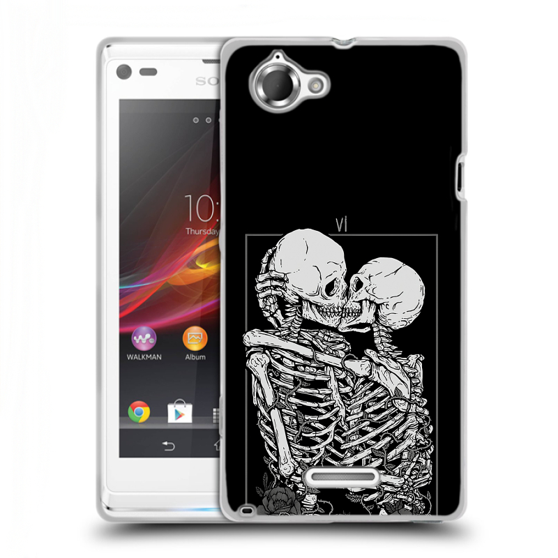 Силиконовый чехол на Sony Xperia L с принтом Поцелуй скелетов Силиконовый чехол на Sony Xperia L с принтом Поцелуй скелетов