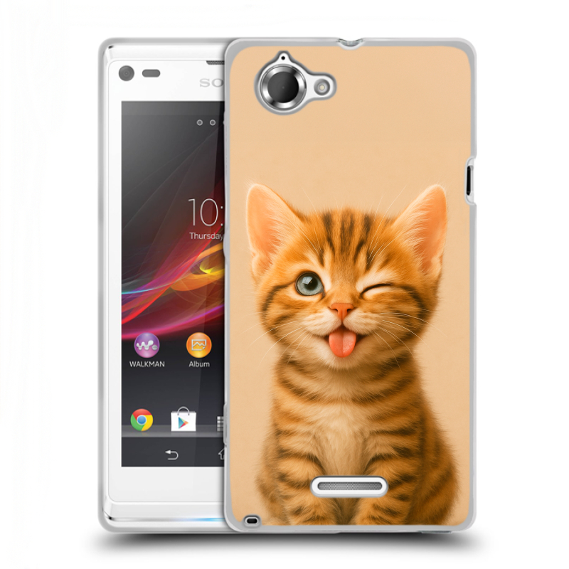 Силиконовый чехол на Sony Xperia L с принтом котенок Силиконовый чехол на Sony Xperia L с принтом котенок