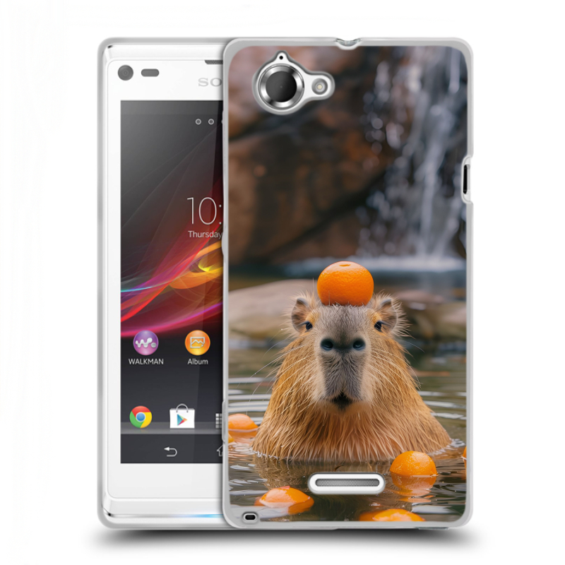 Силиконовый чехол на Sony Xperia L с принтом Капибара с апельсином Силиконовый чехол на Sony Xperia L с принтом Капибара с апельсином