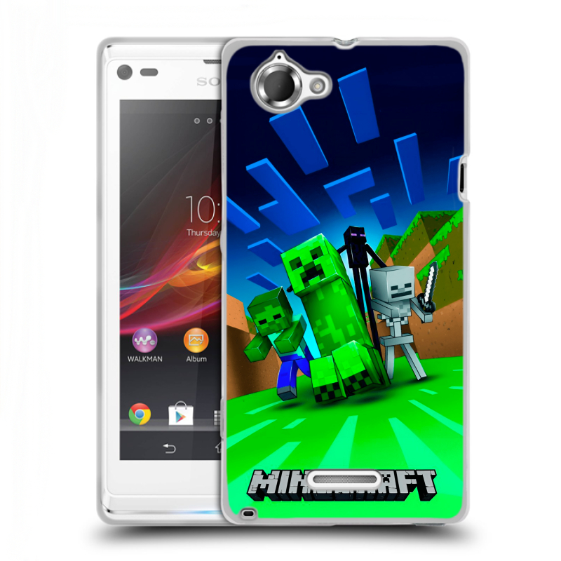 Силиконовый чехол на Sony Xperia L с принтом Майнкрафт Силиконовый чехол на Sony Xperia L с принтом Майнкрафт