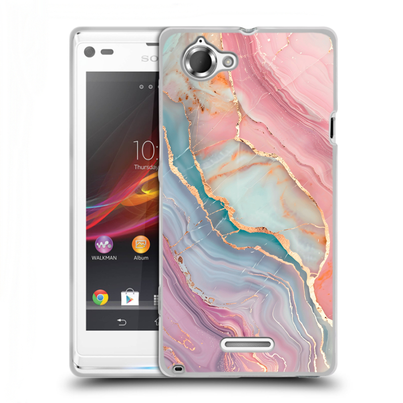 Силиконовый чехол на Sony Xperia L с принтом розовый мрамор Силиконовый чехол на Sony Xperia L с принтом розовый мрамор