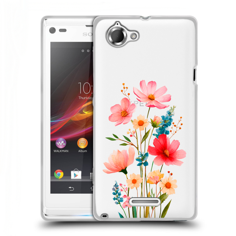 Силиконовый чехол на Sony Xperia L с принтом Цветы Силиконовый чехол на Sony Xperia L с принтом Цветы
