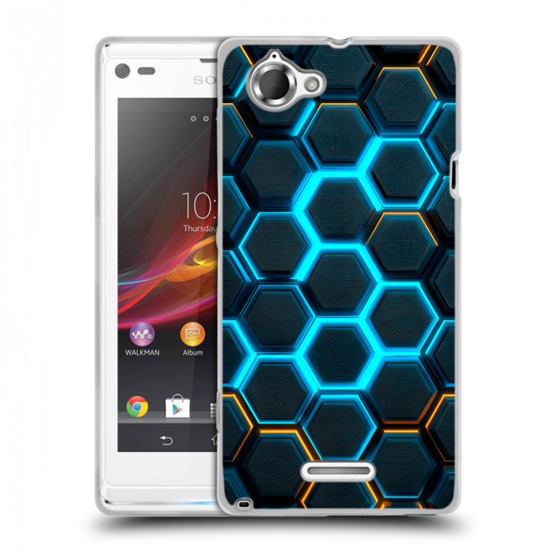 Силиконовый чехол на Sony Xperia L с принтом Неоновые соты Силиконовый чехол на Sony Xperia L с принтом Неоновые соты