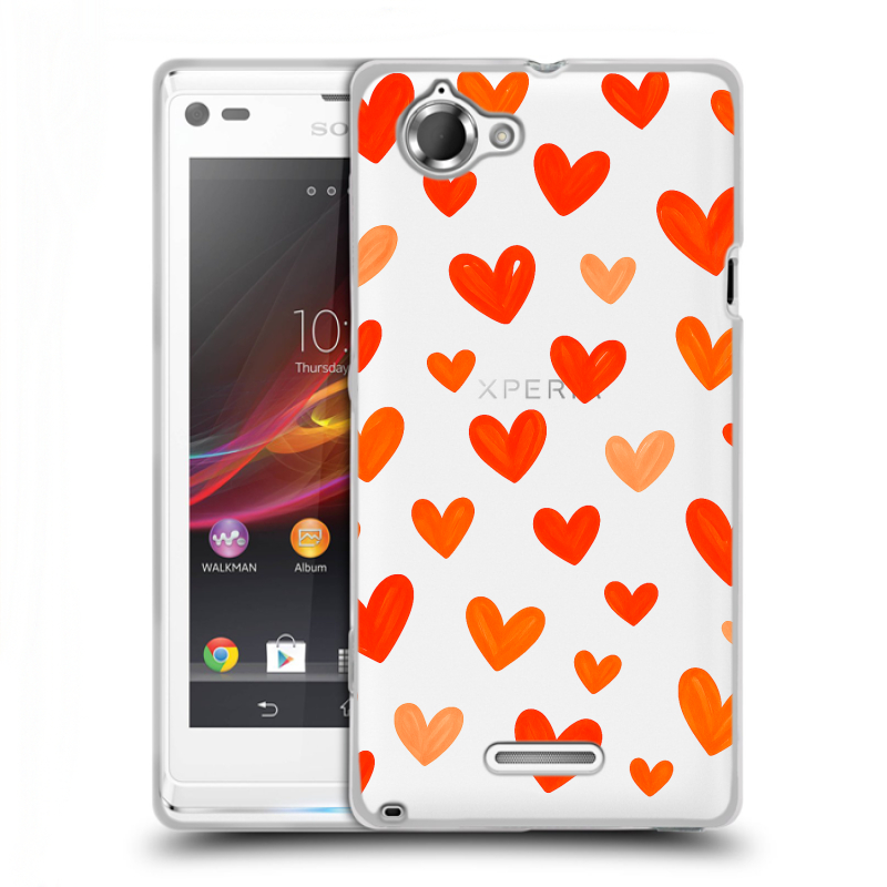 Силиконовый чехол на Sony Xperia L с принтом Сердечки Силиконовый чехол на Sony Xperia L с принтом Сердечки