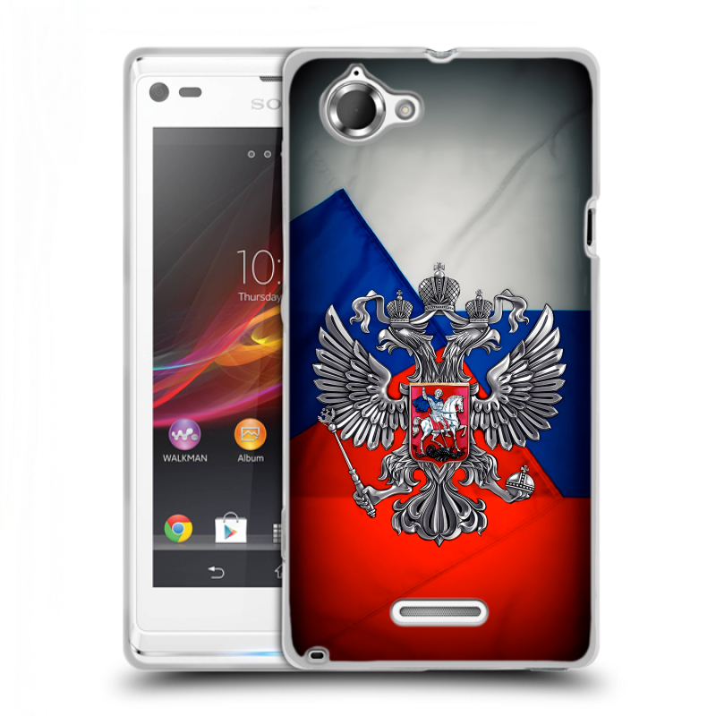 Силиконовый чехол на Sony Xperia L с принтом Флаг России Силиконовый чехол на Sony Xperia L с принтом Флаг России