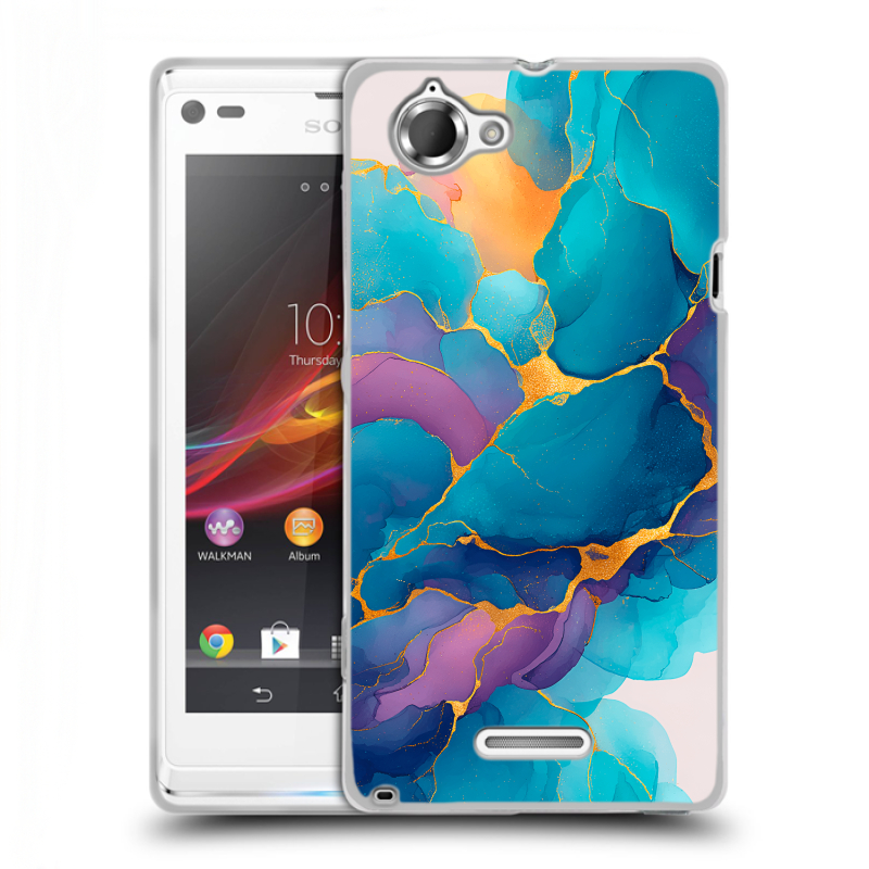 Силиконовый чехол на Sony Xperia L с принтом Мрамор блестки Силиконовый чехол на Sony Xperia L с принтом Мрамор блестки