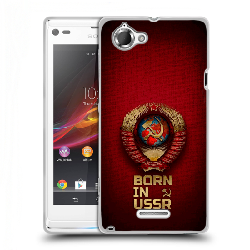 Силиконовый чехол на Sony Xperia L с принтом Флаг Герб СССР Силиконовый чехол на Sony Xperia L с принтом Флаг Герб СССР
