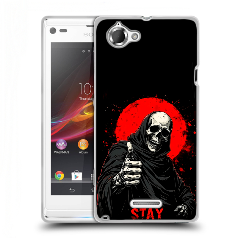 Силиконовый чехол на Sony Xperia L с принтом смешной скелет Силиконовый чехол на Sony Xperia L с принтом смешной скелет