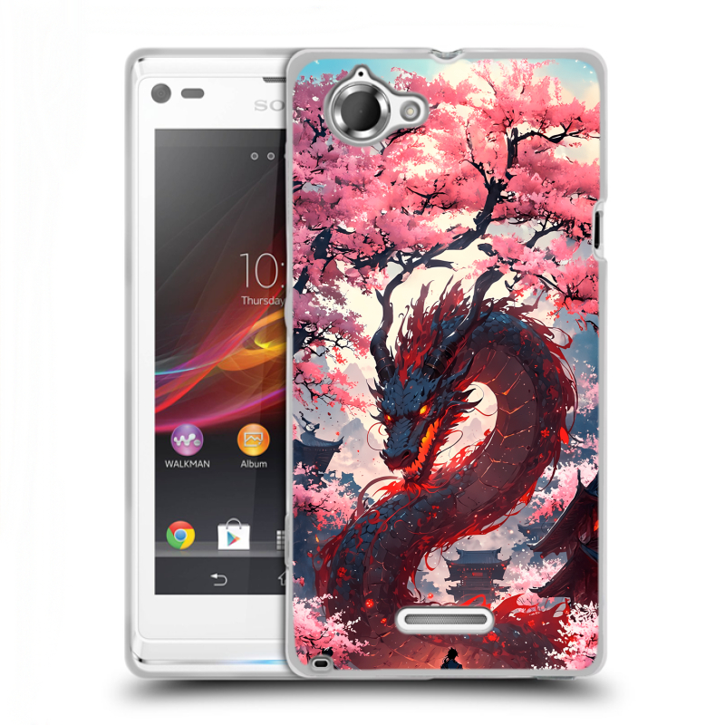 Силиконовый чехол на Sony Xperia L с принтом Дракон Японский Силиконовый чехол на Sony Xperia L с принтом Дракон Японский