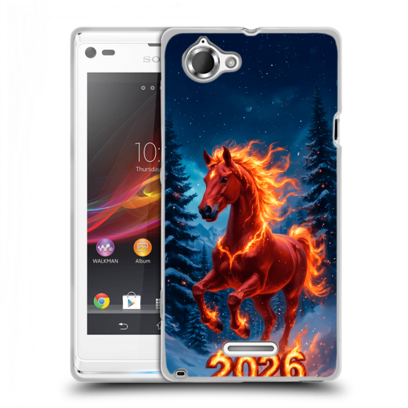 Силиконовый чехол на Sony Xperia L с принтом Новый год коня Силиконовый чехол на Sony Xperia L с принтом Новый год коня