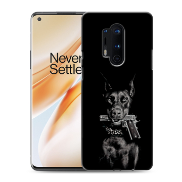 Силиконовый чехол на OnePlus 8 Pro с принтом Доберман и пистолет Силиконовый чехол на OnePlus 8 Pro с принтом Доберман и пистолет