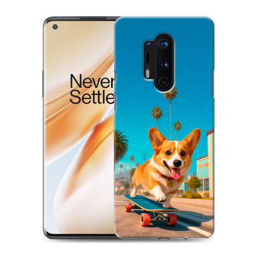 Силиконовый чехол на OnePlus 8 Pro с принтом Корги на скейте