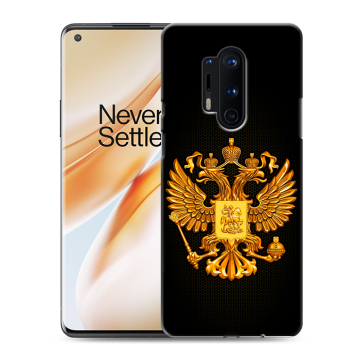 Силиконовый чехол на OnePlus 8 Pro с принтом Герб России желтый