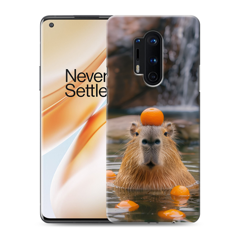 Силиконовый чехол на OnePlus 8 Pro с принтом Капибара с апельсином Силиконовый чехол на OnePlus 8 Pro с принтом Капибара с апельсином