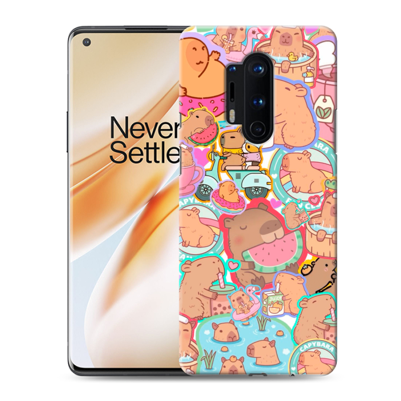 Силиконовый противоударный чехол на OnePlus 8 Pro с принтом капибары Силиконовый противоударный чехол на OnePlus 8 Pro с принтом капибары