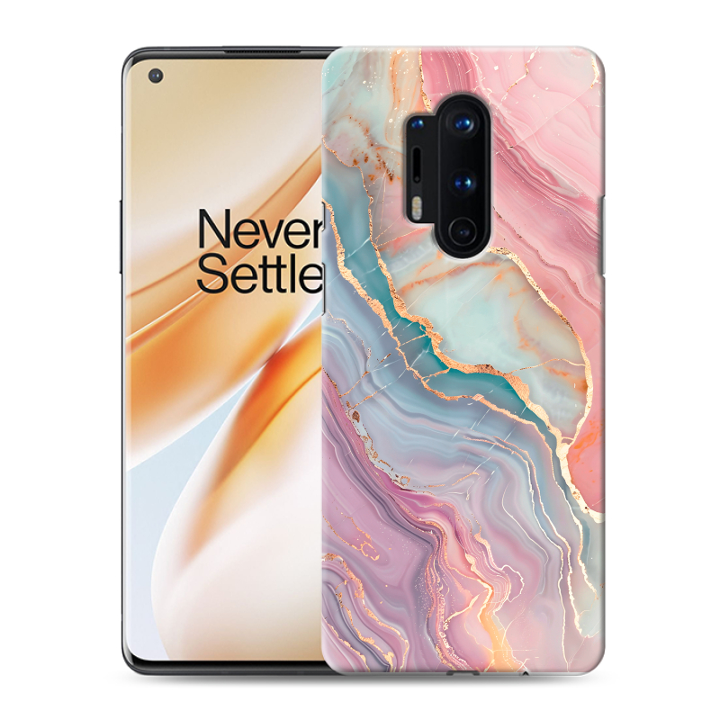 Силиконовый противоударный чехол на OnePlus 8 Pro с принтом розовый мрамор Силиконовый противоударный чехол на OnePlus 8 Pro с принтом розовый мрамор
