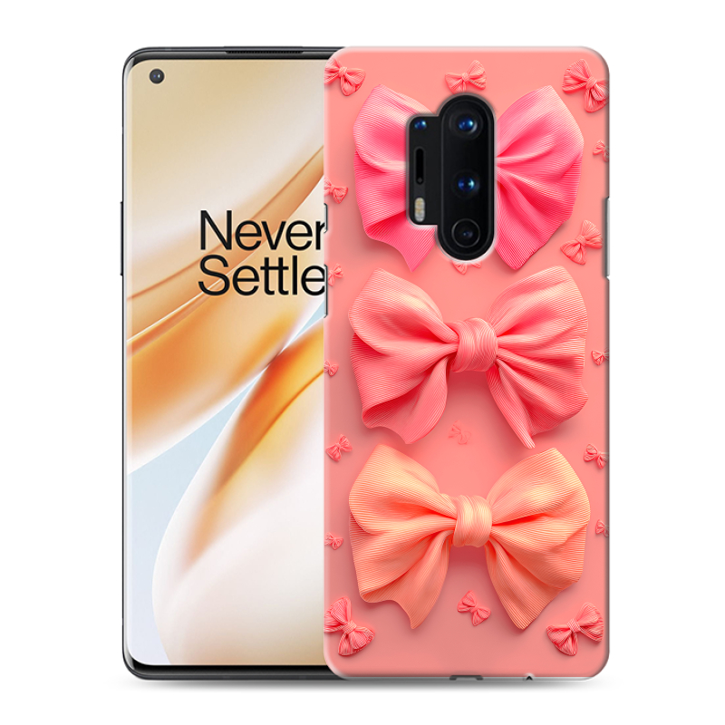 Силиконовый чехол на OnePlus 8 Pro с принтом Розовые бантики Силиконовый чехол на OnePlus 8 Pro с принтом Розовые бантики