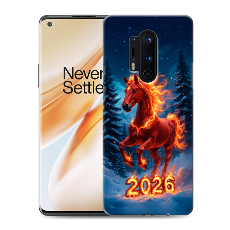 Силиконовый противоударный чехол на OnePlus 8 Pro с принтом Новый год коня Силиконовый противоударный чехол на OnePlus 8 Pro с принтом Новый год коня