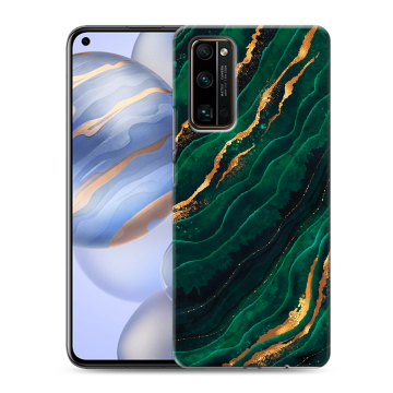 Силиконовый противоударный чехол на Huawei Honor 30 с принтом Мрамор зеленое золото Силиконовый противоударный чехол на Huawei Honor 30 с принтом Мрамор зеленое золото