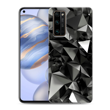 Силиконовый противоударный чехол на Huawei Honor 30 с принтом Черные кристаллы Силиконовый противоударный чехол на Huawei Honor 30 с принтом Черные кристаллы