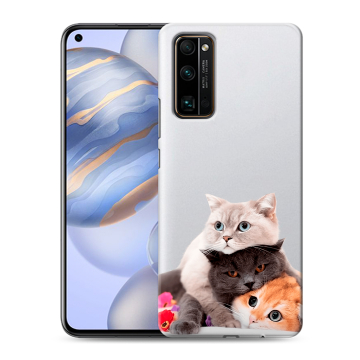 Силиконовый противоударный чехол на Huawei Honor 30 с принтом Кошки Силиконовый противоударный чехол на Huawei Honor 30 с принтом Кошки