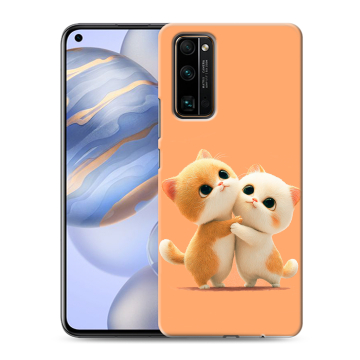 Силиконовый противоударный чехол на Huawei Honor 30 с принтом Милые котики Силиконовый противоударный чехол на Huawei Honor 30 с принтом Милые котики