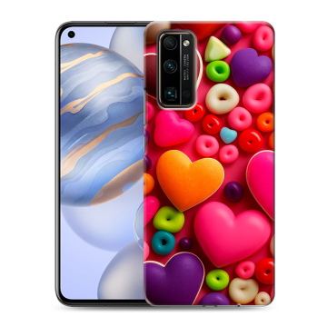 Силиконовый противоударный чехол на Huawei Honor 30 с принтом Сердечки Силиконовый противоударный чехол на Huawei Honor 30 с принтом Сердечки