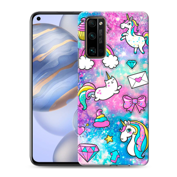 Силиконовый противоударный чехол на Huawei Honor 30 с принтом Единороги