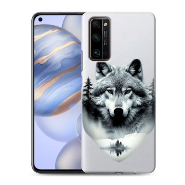 Силиконовый противоударный чехол на Huawei Honor 30 с принтом Волк в лесу Силиконовый противоударный чехол на Huawei Honor 30 с принтом Волк в лесу